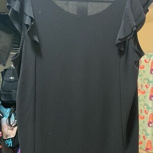 89th & Madison Black Ruffle Sleeve Blouse